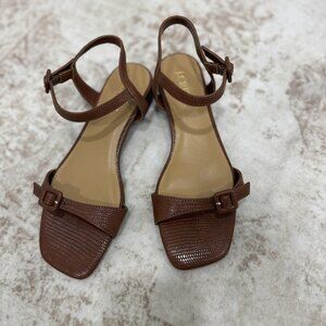 J.Crew Sandals Womens Size 6 Ankle Strap Square Toe Buckle Low Heel Strappy